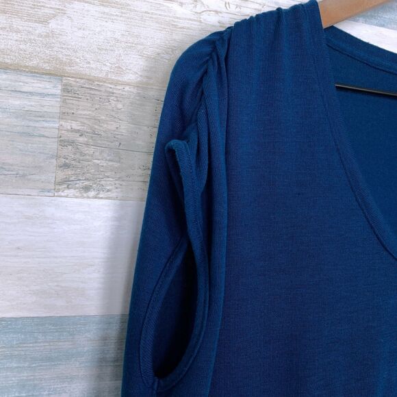 Sweet Pea NY&Co Hi Lo Dolman Tunic Blue Relaxed Fit Stretch Knit Womens Medium - Picture 3 of 9